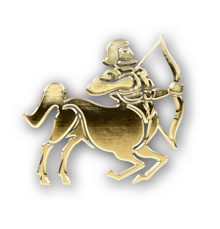 Sagittarius golden zodiac symbol png, Sagittarius gold symbol PNG, gold Sagittarius PNG transparent images download